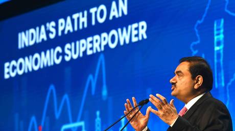 Chairperson of Indian conglomerate Adani Group, Gautam Adani, speaks at the World Congress of Accountants in Mumbai on November 19, 2022.