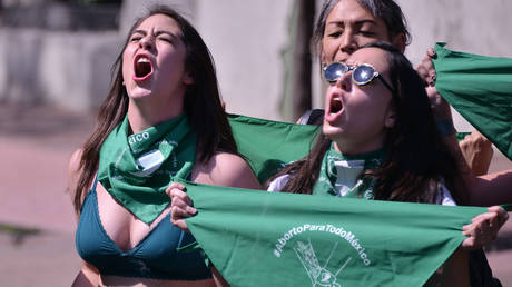 Feminists take part in a demonstration calling for the decriminalization of abortion in Mexico City, Mexico