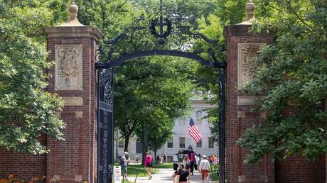 File photo: The gate of Harvard Yard at the Harvard University campus in Cambridge, Massachusetts, June 29, 2023.