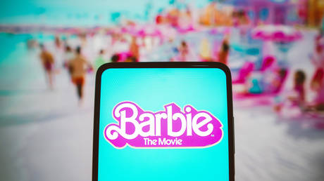 Barbie film logo seen displayed on a smartphone