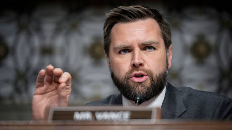 US Senator J.D. Vance (R-Ohio) speaks at a hearing last May in Washington.