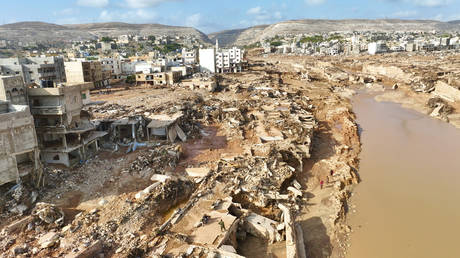 A general view of the city of Derna is seen on September 12, 2023
