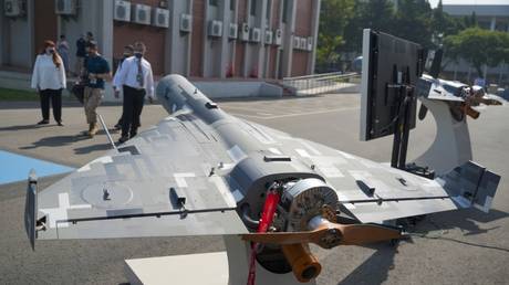 FILE PHOTO: A Chien Hsiang anti-radiation loitering drone is displayed at the National Chung-Shan Institute of Science and Technology in Taichung, Taiwan, November 15, 2022.