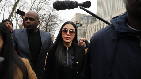 Emma Coronel Aispuro, wife of Joaquin 'El Chapo' Guzman, exits the U.S. District Court for the Eastern District of New York, February 7, 2019 in the Brooklyn borough of New York City