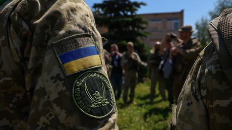 FILE PHOTO. Close-up view of Ukrainian military uniform during the training session provided by Trident Defense Initiative