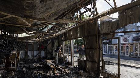 The aftermath of a missile strike on a market in Konstantinovka, Donetsk People's Republic, September 7, 2023