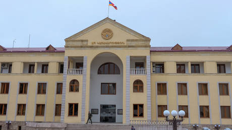 FILE PHOTO: The building of the Nagorno-Karabakh republic’s government in Stepanakert