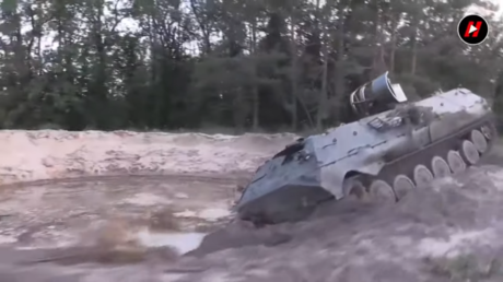 An abandoned BMP-1LB. Screenshot from a video published by Militarnyi
