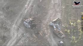 Drone footage captures husk of first-ever destroyed Challenger 2 tank