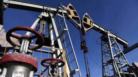 FILE PHOTO: An oil pumpjack operated by the Yamashneft Oil and Gas Production Division of Tatneft, near the village of Yamashi in Almetyevsk District, Republic of Tatarstan, Russia.
