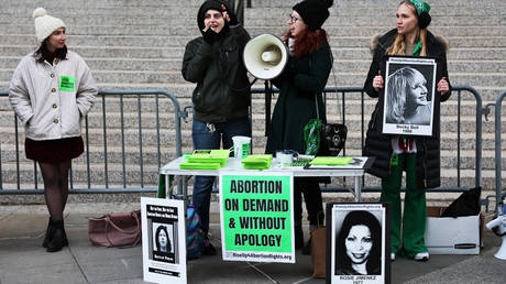 Pro-choice activists demonstrate in NYC