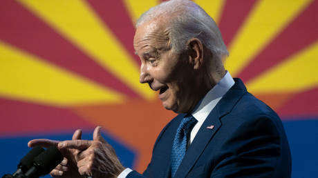 US President Joe Biden speaks at a political event last week in Tempe, Arizona.