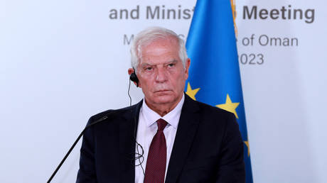 EU High Representative for Foreign Affairs and Security Policy Josep Borrell during a press conference in Oman, October 10, 2023.