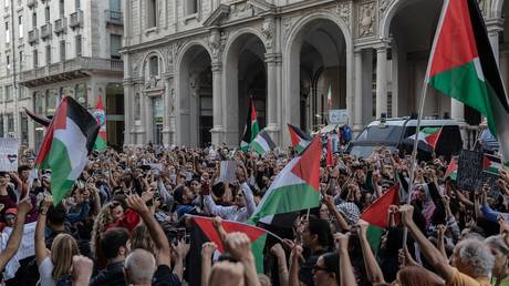 FILE PHOTO: A pro-Palestinian demonstration in Milan, Italy, on October 10, 2023.