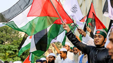 FILE PHOTO: A pro-Palestinian rally is held in Dhaka, Bangladesh, on October 10, 2023.