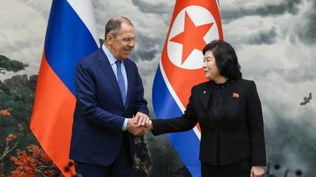 Russian Foreign Minister Sergey Lavrov and North Korean Foreign Minister Choe Son-hui.