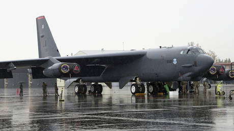 A US Air Force B-52 Stratofortress bomber at an air base in Cheongju, South Korea, October 19, 2023.