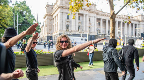 FILE PHOTO. Neo-Nazi protesters in Melbourne, Australia.