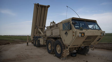 A US Army Terminal High Altitude Area Defense (THAAD) launching station sits at the ready in Israel, March 4, 2019.