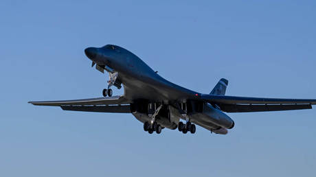 A B-1B Lancer takes off from Dyess Air Force Base in Texas, October 11, 2023