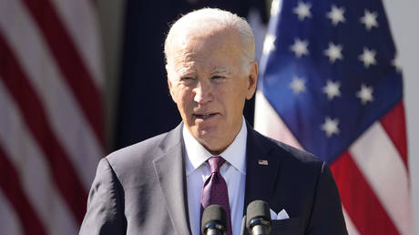 Joe Biden speaks during a news conference at the White House in Washington DC, October 25, 2023