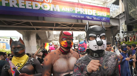 Participants march in a gay pride Parade in Bangkok, Thailand, June 4, 2023