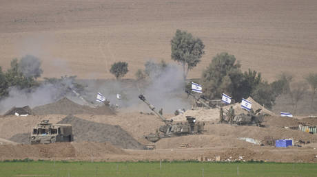 An Israeli mobile artillery unit is seen in a position near the Israel-Gaza border, Israel, October 28, 2023