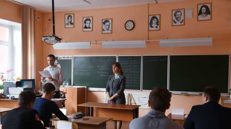 FILE PHOTO. Classroom in a school in Russia's Novosibirsk region