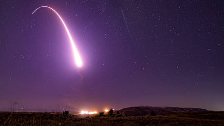 FILE PHOTO: A Minuteman III ICBM is launched in an October 2019 test in California.