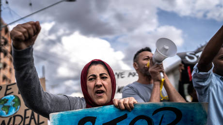 People protesting in the street