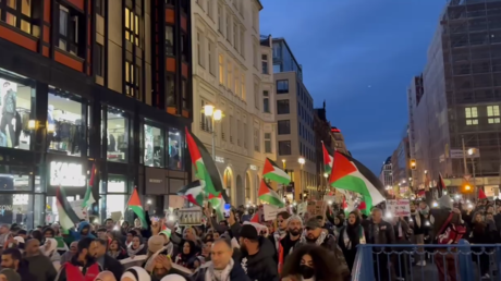 Pro-Palestine demonstrators march in Berlin, Germany, November 4, 2023