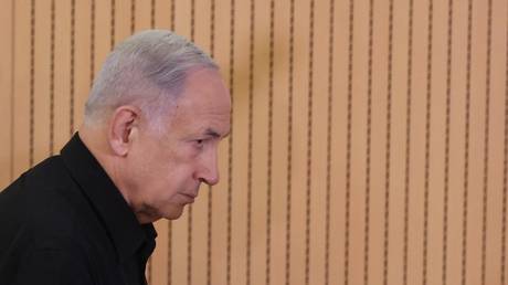Israeli Prime Minister Benjamin Netanyahu attends a press conference in the Kirya military base in Tel Aviv.