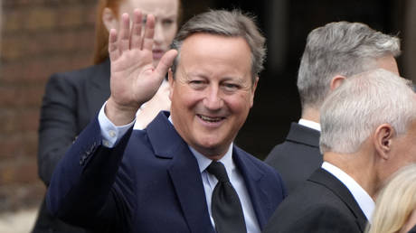 Former British Prime Minister David Cameron leaves St James's Palace after the proclamation of Britain's new King, King Charles III, in London on September 10, 2022.