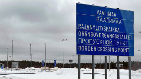 File photo: A sign at the Vaalimaa border crossing from Finland to Russia.