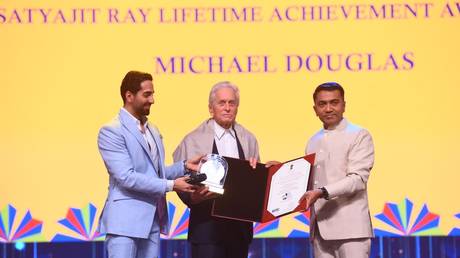 Hollywood Actor/Producer Michael Douglas honoured with Satyajit Ray Lifetime Achievement Award at IFFI 54 in Goa, India on November 28, 2023