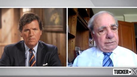 Tucker Carlson (left) speaks with Gonzalo Lira Sr. in an interview posted on X (formerly Twitter) on Friday.