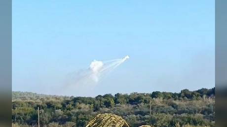 A screen grab shows Israeli shelling with alleged white phosphorus munitions on areas along the Lebanese border on October 13, 2023.