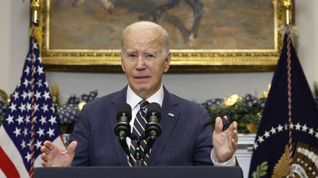 US President Joe Biden speaks in the White House in Washington, DC, December 6, 2023.