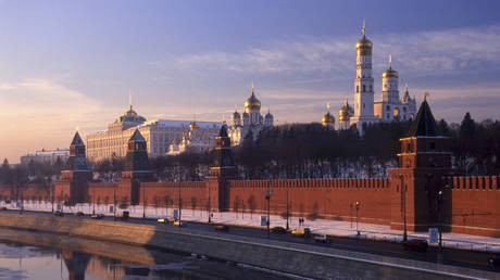 FILE PHOTO: Church of Archangel Michael and Assumption Cathedral behind the Kremlin Wall in Moscow, Russia.