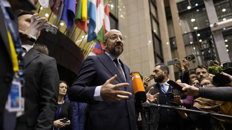 Charles Michel makes a statement to the media after EU leaders voted to start accession negotiations with Ukraine in Brussels, Belgium, December 14, 2023
