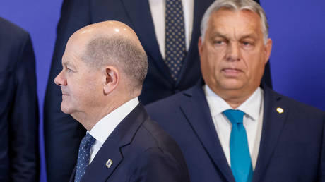 Germany's Chancellor Olaf Scholz and Hungary's Prime Minister Viktor Orban.