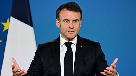 Emmanuel Macron gives a press conference at the EU headquarters in Brussels, Belgium, December 15, 2023