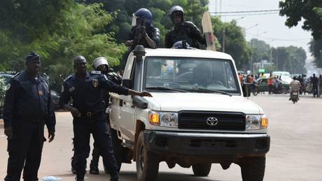 FILE PHOTO: Police officers in Ouagadougou, Burkina Faso.