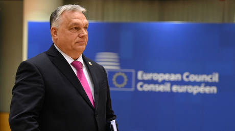 Hungarian Prime Minister Viktor Orban arrives for a roundtable meeting of the European Council at the European headquarters in Brussels on December 14, 2023.