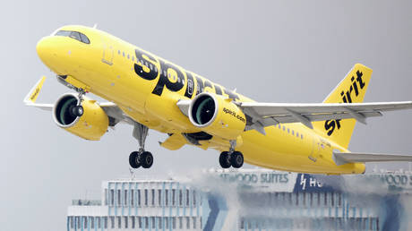 FILE PHOTO:  Spirit Airlines plane during take off.
