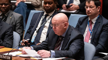 File photo: Vassily Nebenzia, the permanent representative of Russia to the UN, at the Security Council, December 22, 2023.