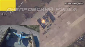WATCH Russian kamikaze drone destroying Ukrainian warplane