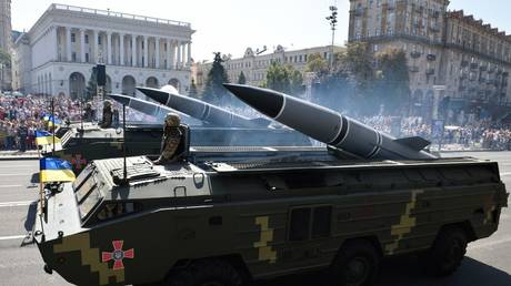 FILE PHOTO of OTR-21 Tochka-U missile systems seen during a military parade in Kiev marking Ukraine’s Independence Day.