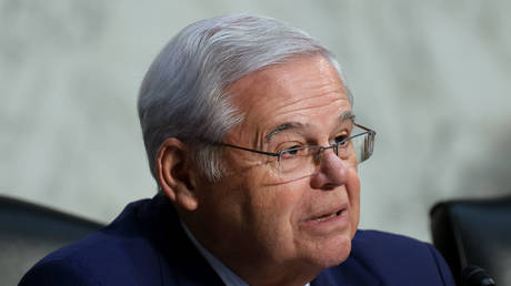 U.S. Sen. Bob Menendez (D-NJ) participates in a Senate Banking Committee hearing at the Hart Senate Office Building on December 06, 2023 in Washington, DC