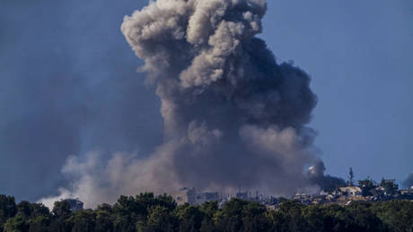 Smoke rises following an Israeli bombardment in Gaza, as seen from southern Israel, January 4, 2024